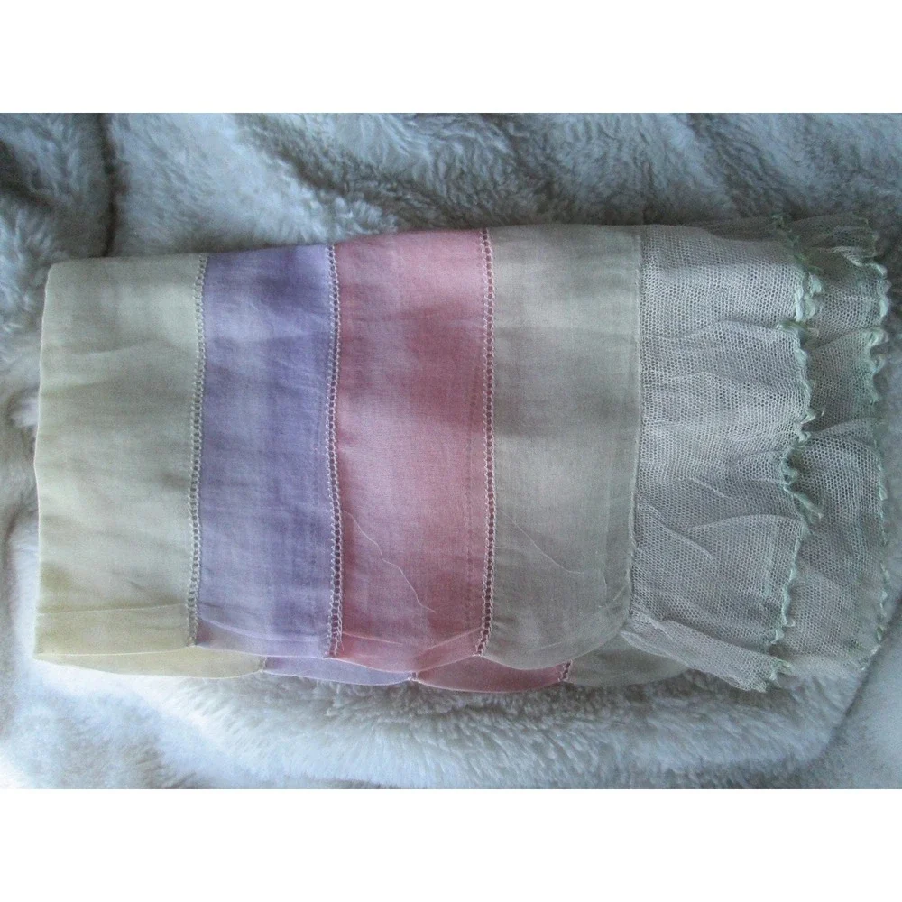 Romantic Handmade Sheer Tatted Throw Pillowcase Cover  Pastels Netted‎ Lace ends